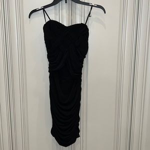 Black strapless slinky dress